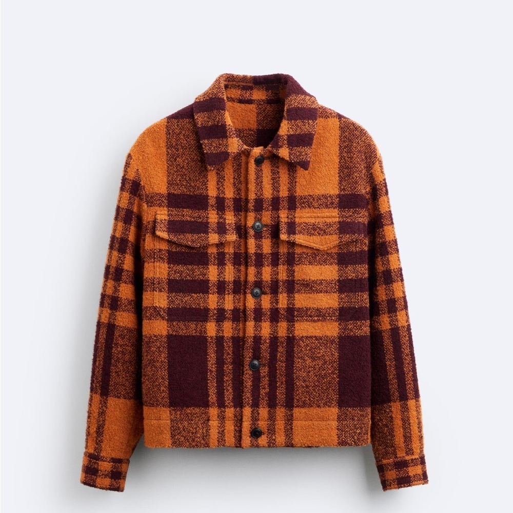 Brand new Zara Plaid orange coat XL